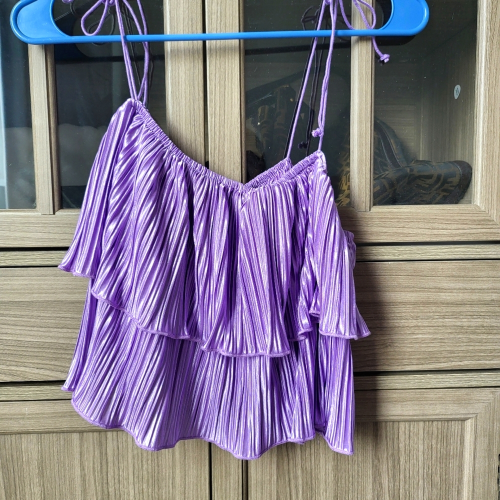 Pleated cami top and wide leg pants set